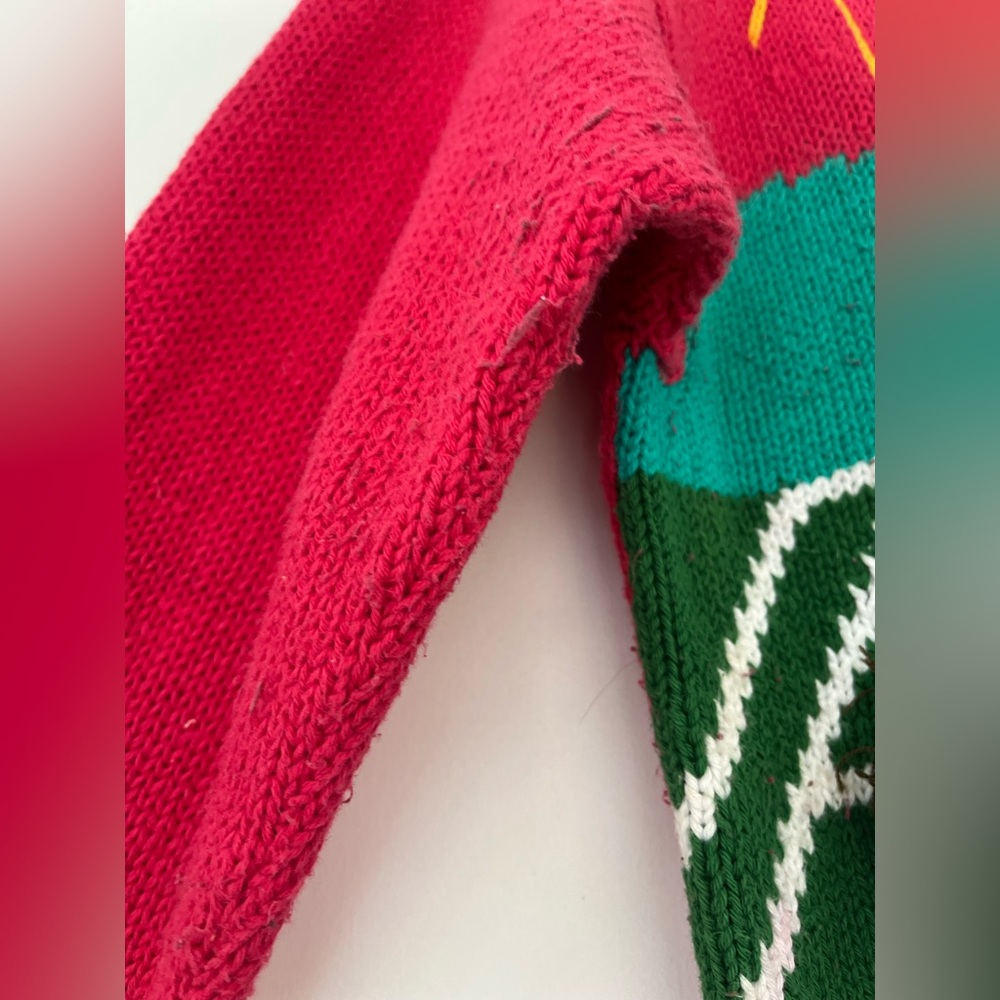 Vintage Cotton 3D Women's Red Tennis Scene Sweater Medium Large - Picture 7 of 14